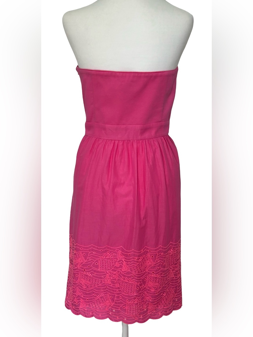 Vineyard Vines Pink Strapless Fish Embroidered Cotton Dress 10 L Summer Barbie - Picture 6 of 11